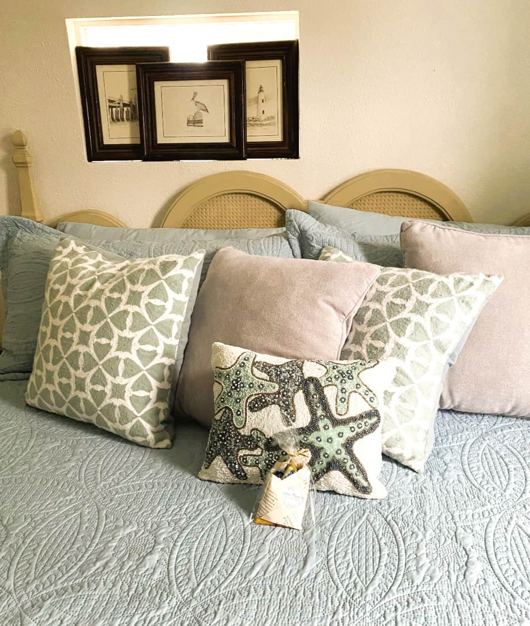 Treats and welcome gifts prepared for guests at White Magnolia Galveston