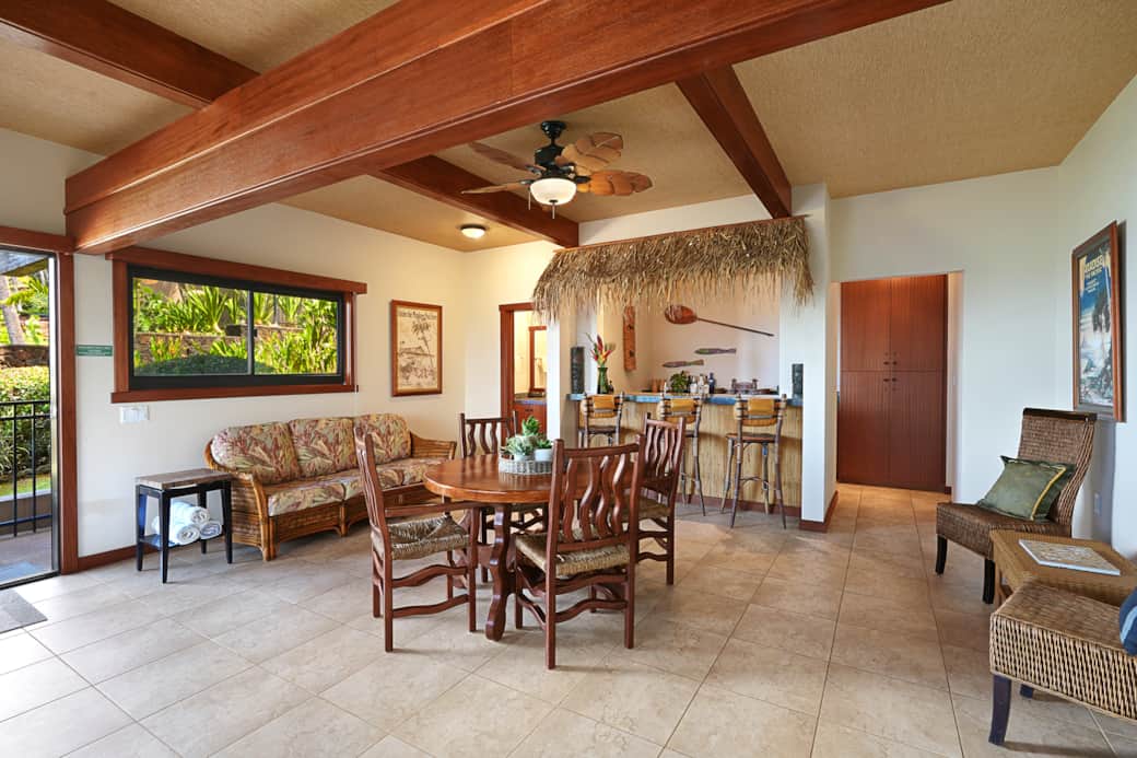 Lower level living area and tiki bar