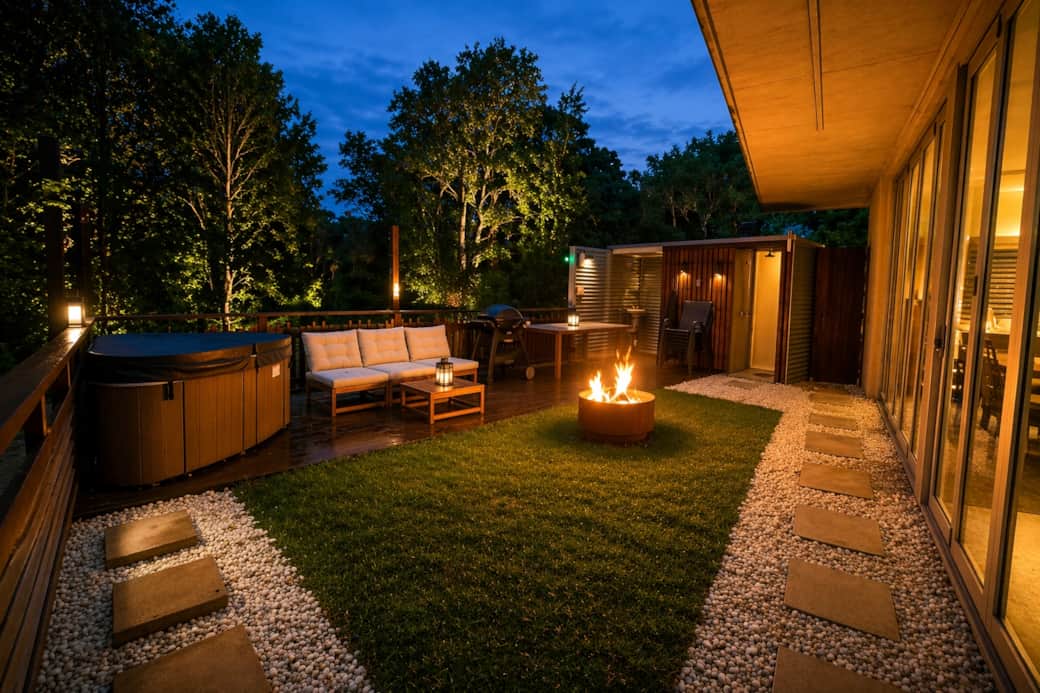 Courtyard Night Fire