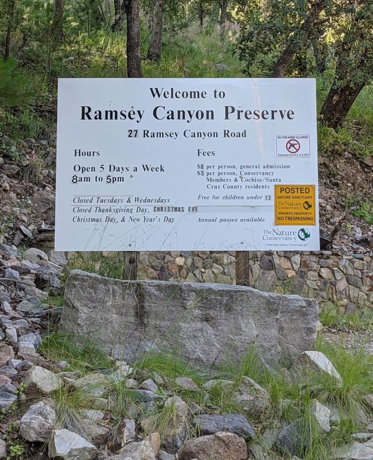 The Ramsey Canyon Preserve is .3 miles up the road.  If you prefer not to walk, we would be more than happy to drive you on our shuttle if you don't want to leave your car in their parking lot.  The Ramsey Canyon Preserve has numerous hiking trails, sitting places, and learning opportunities for everyone, its such an amazing place to explore!  Go to their website for more information https://www.nature.org/en-us/get-involved/how-to-help/places-we-protect/ramsey-canyon-preserve/