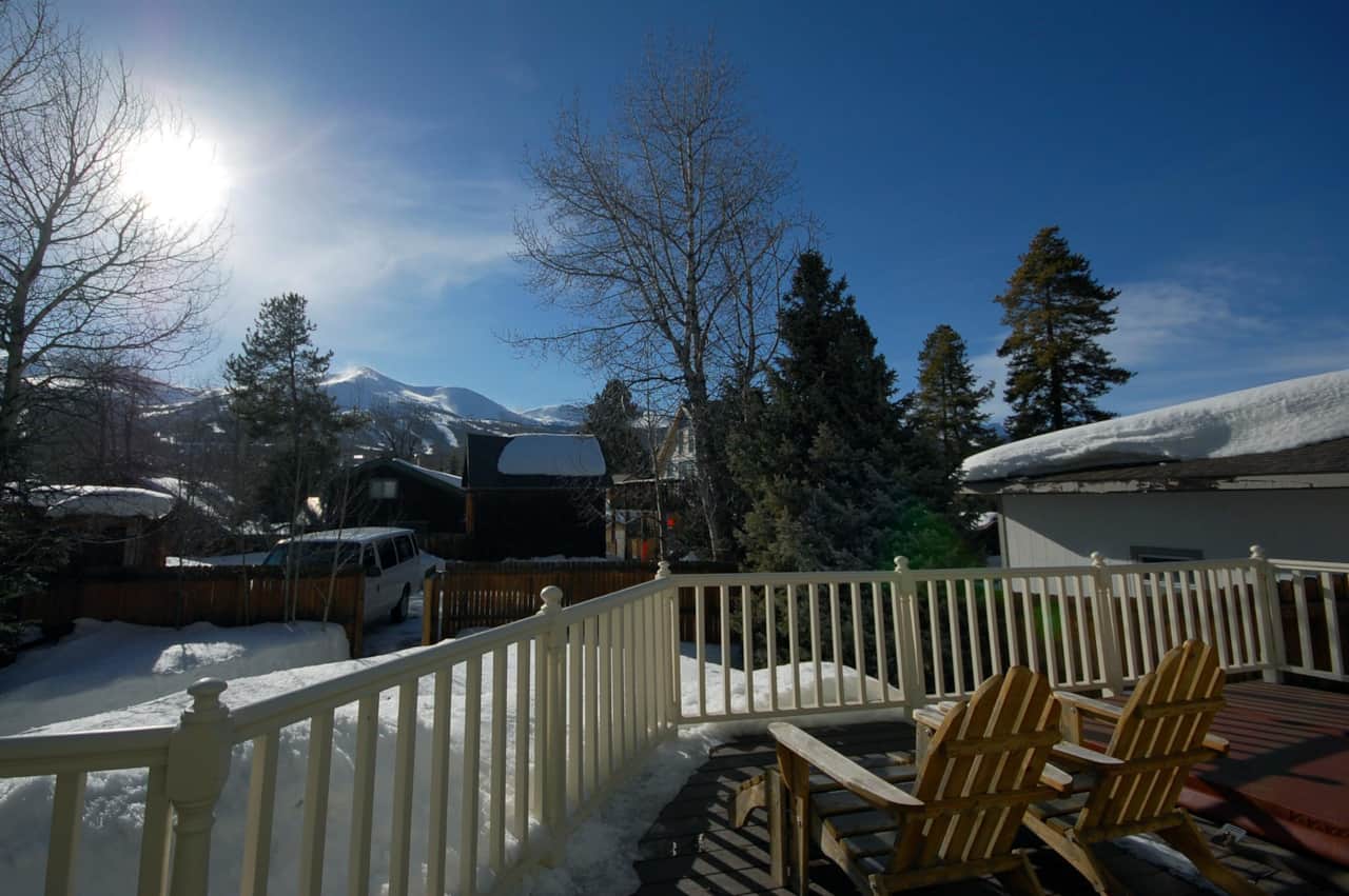 West facing deck with hot tub and  fabulous mountain views