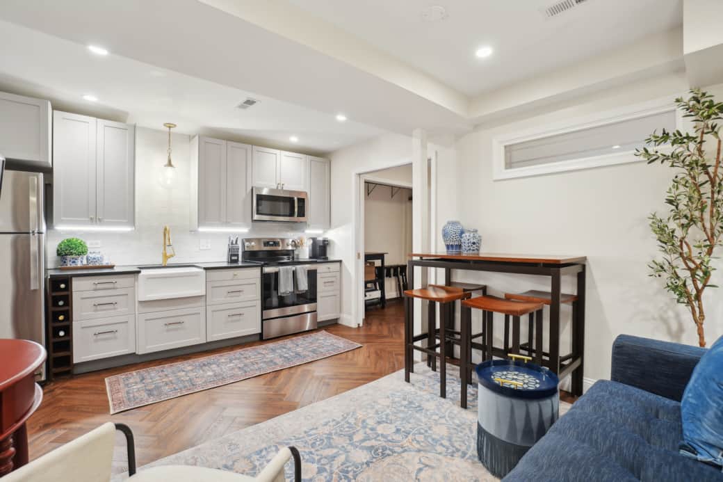 Ample living space with 8-foot ceilings.
