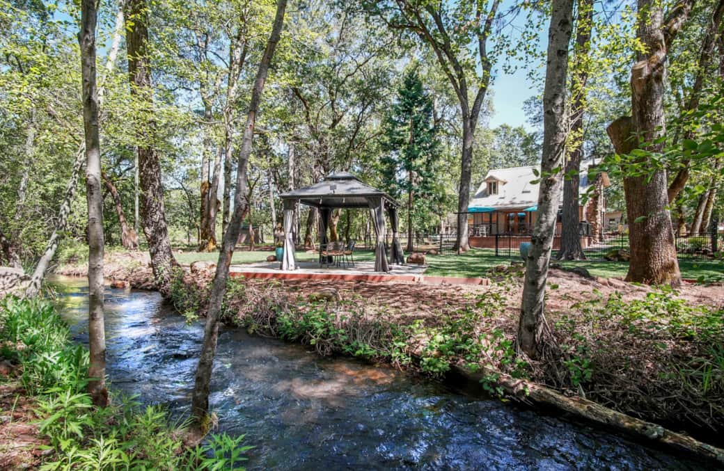 Creekside Retreat in Inwood Valley near Redding with Creekside Gazebo Creekside Retreat in Inwood Valley near Redding with Creekside Gazebo