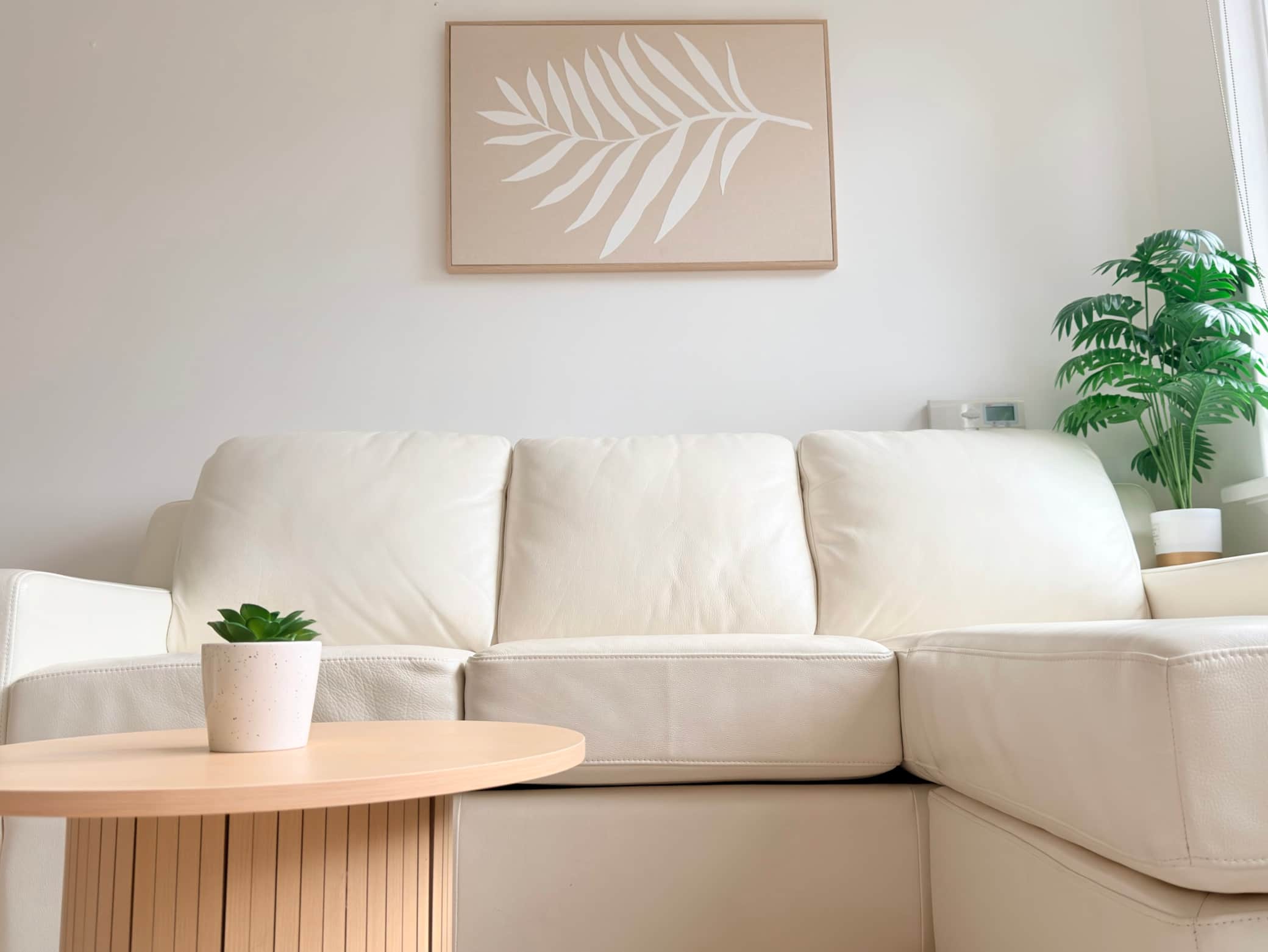 Luxurious Leather Sofa with Chaise in the living room opens up to become a double bed (sleeps 2)