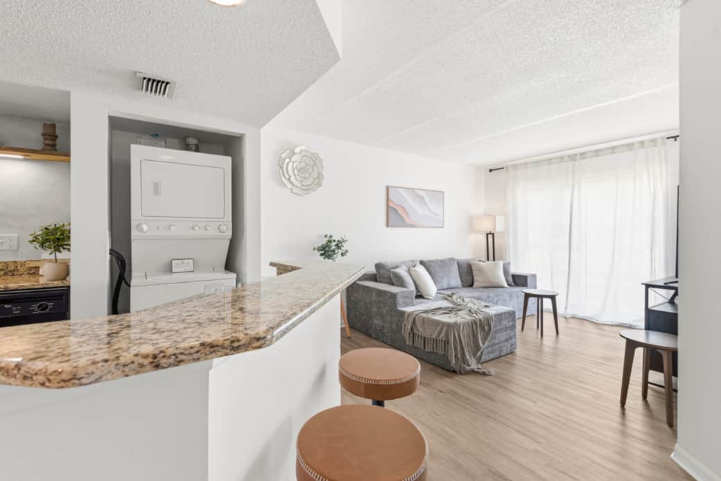 View from Kitchen Bar to Living Room