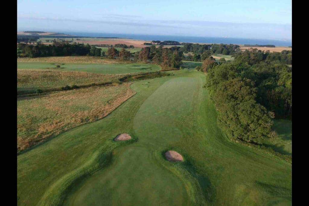 The 18th hole of the golf course across the road from the lodges