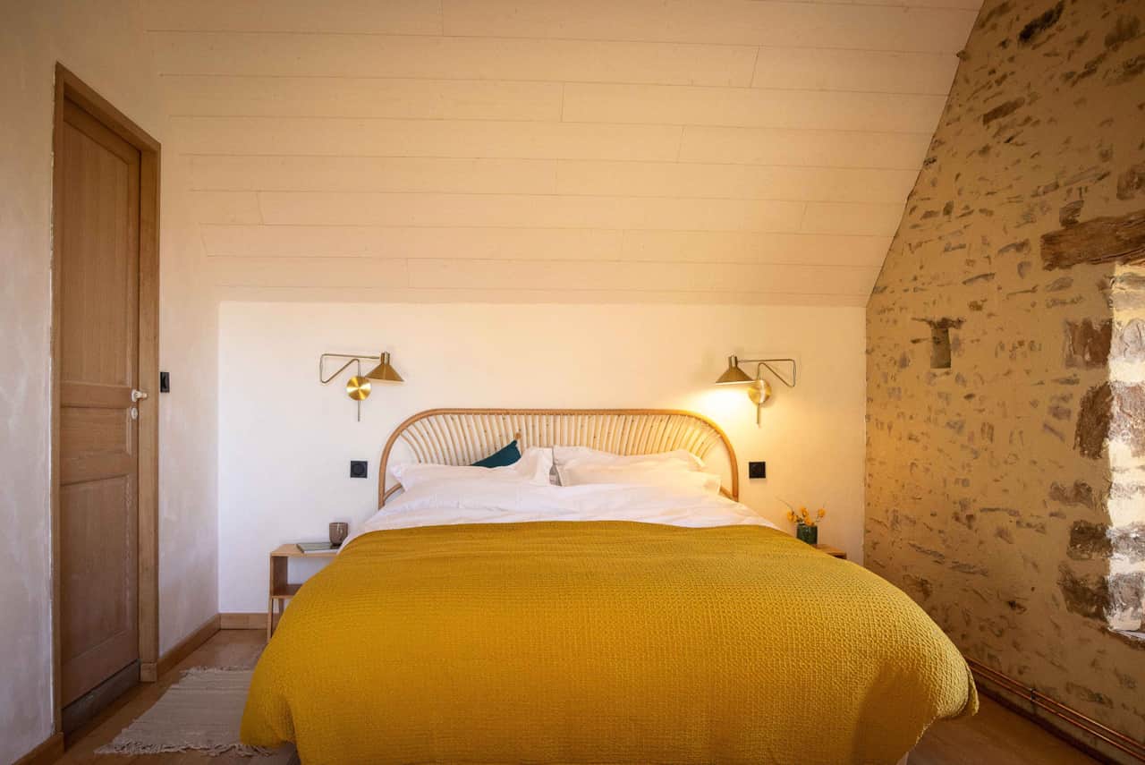 The bedroom with its extra-large bed