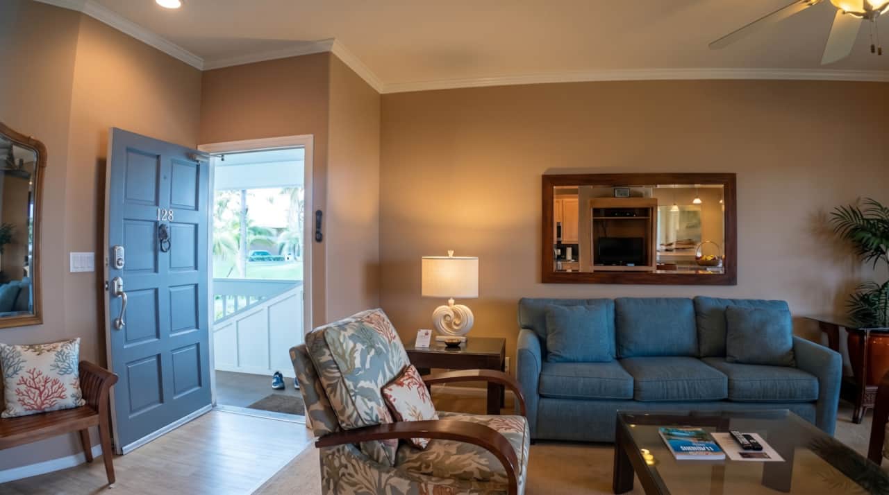 You'll be greeted by a welcoming living area with comfortable seating.