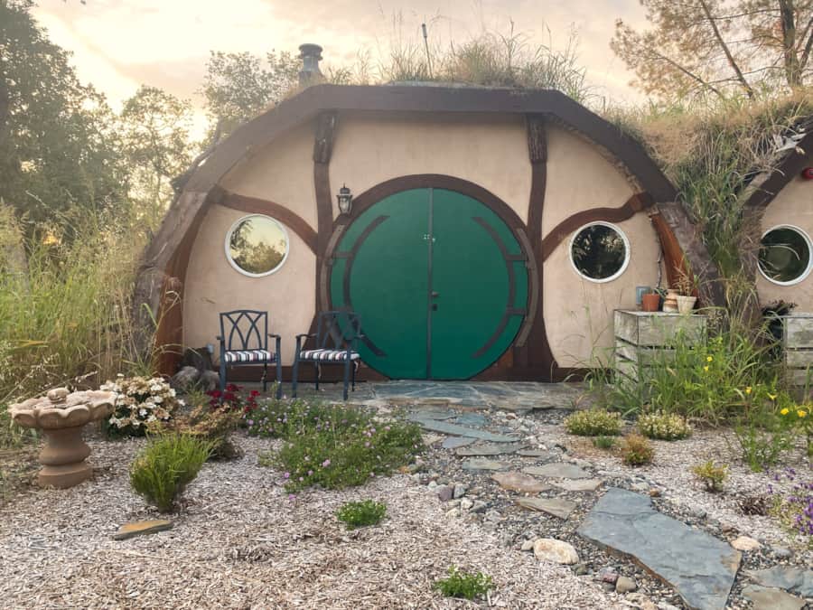 Romantic hobbit hole green door