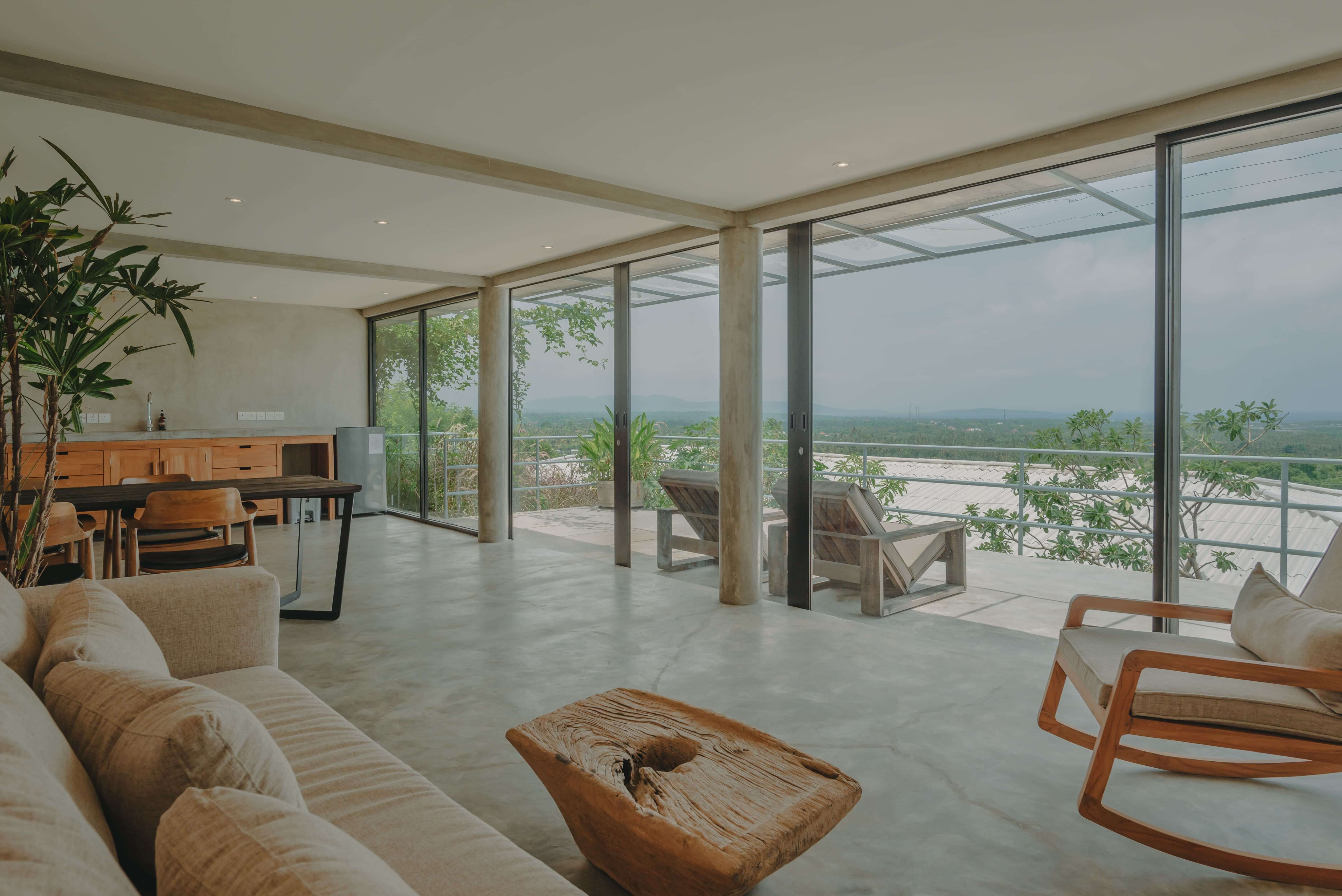 Spacious and modern living area at Villa Nyaman in Bali
