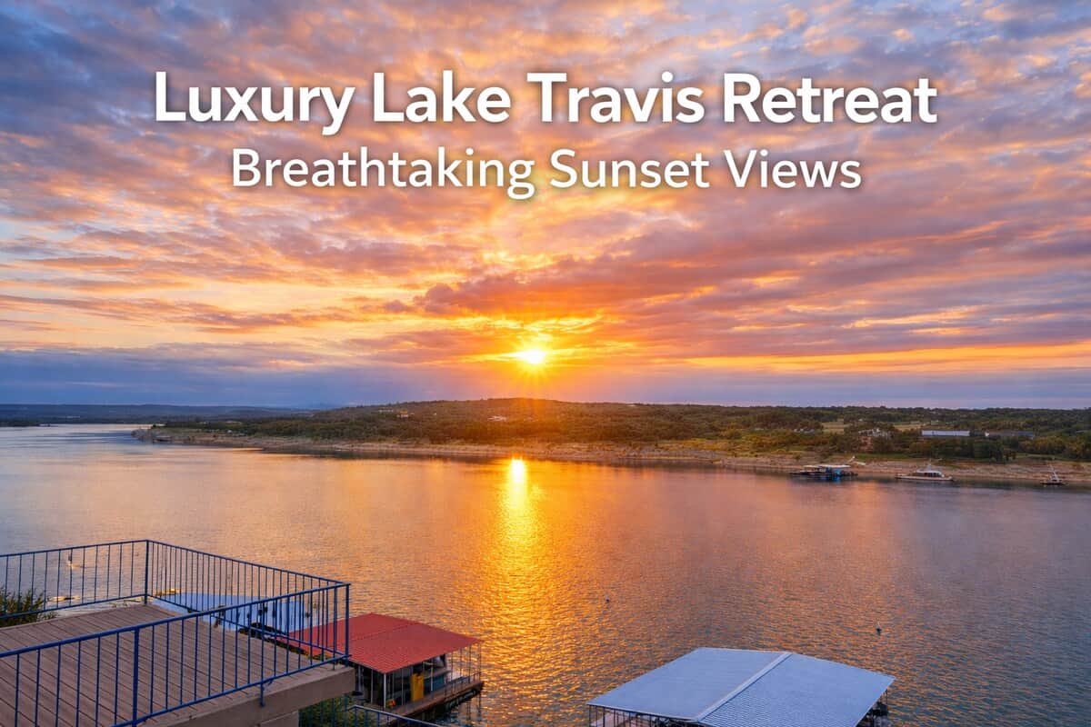 Lake Travis sunset views from the private waterfront decks