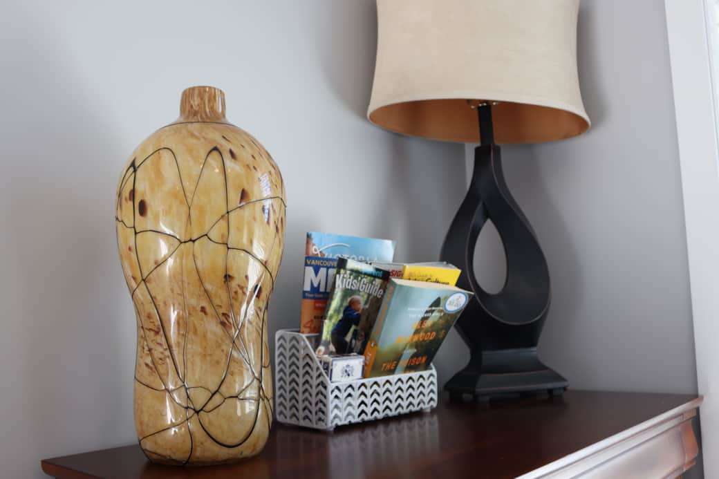 Some of your living room decor along with dozens of helpful and informative brochures about Victoria