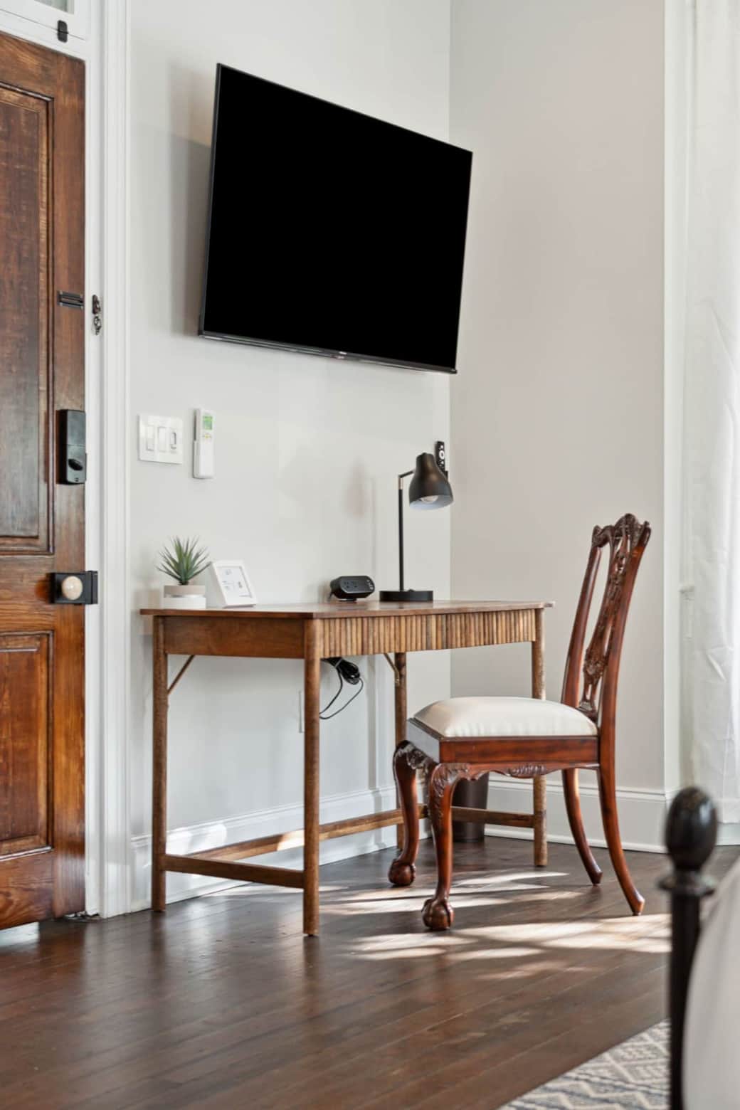 Work Area with Carved Mahogany Chair