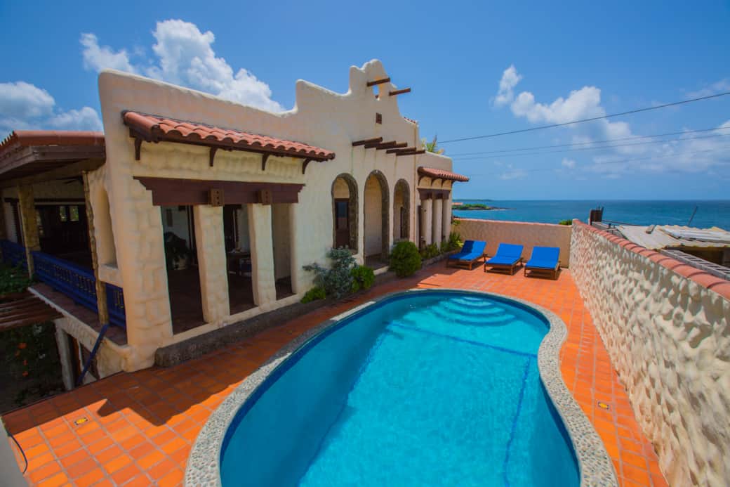 The Breakfast Patio, with the Caribbean Sea in the background
