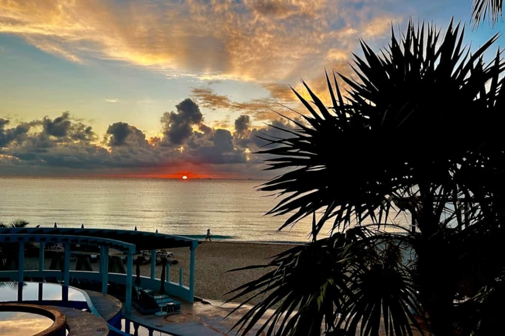 Sunrise from the condo balcony. 
What a way to enjoy your morning coffee!
