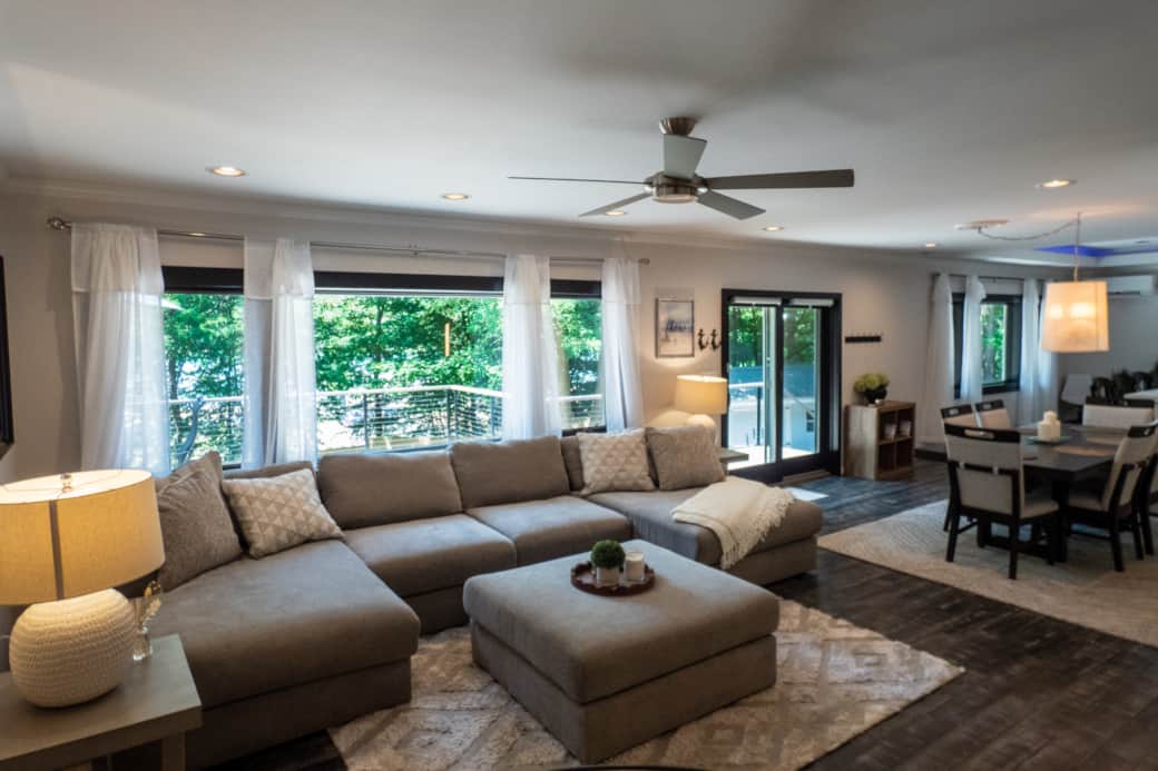 Open concept living and dining room