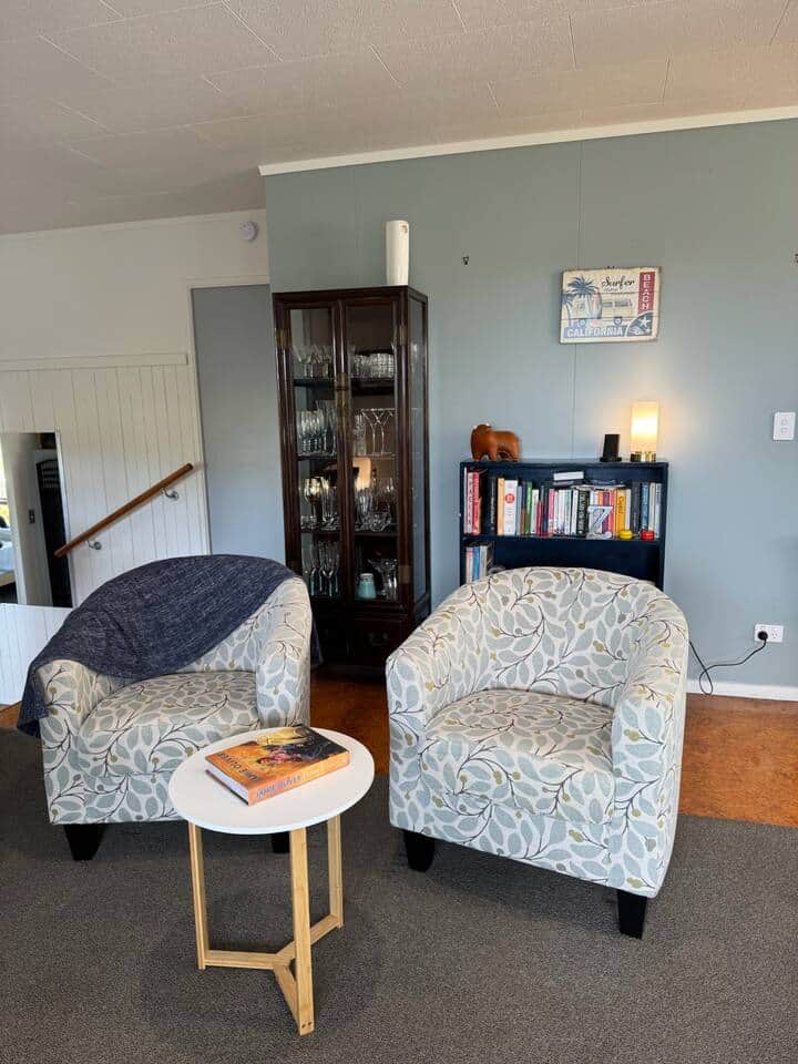 Living room single chairs with bookshelf