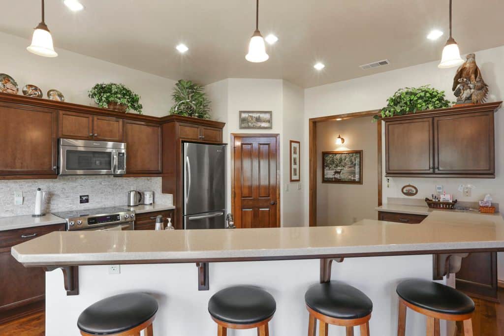 Refrigerator, Microwave and Pantry.
