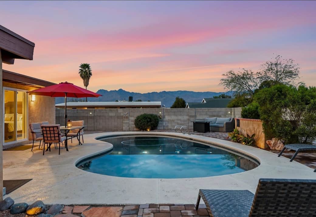 Pool patio and views
