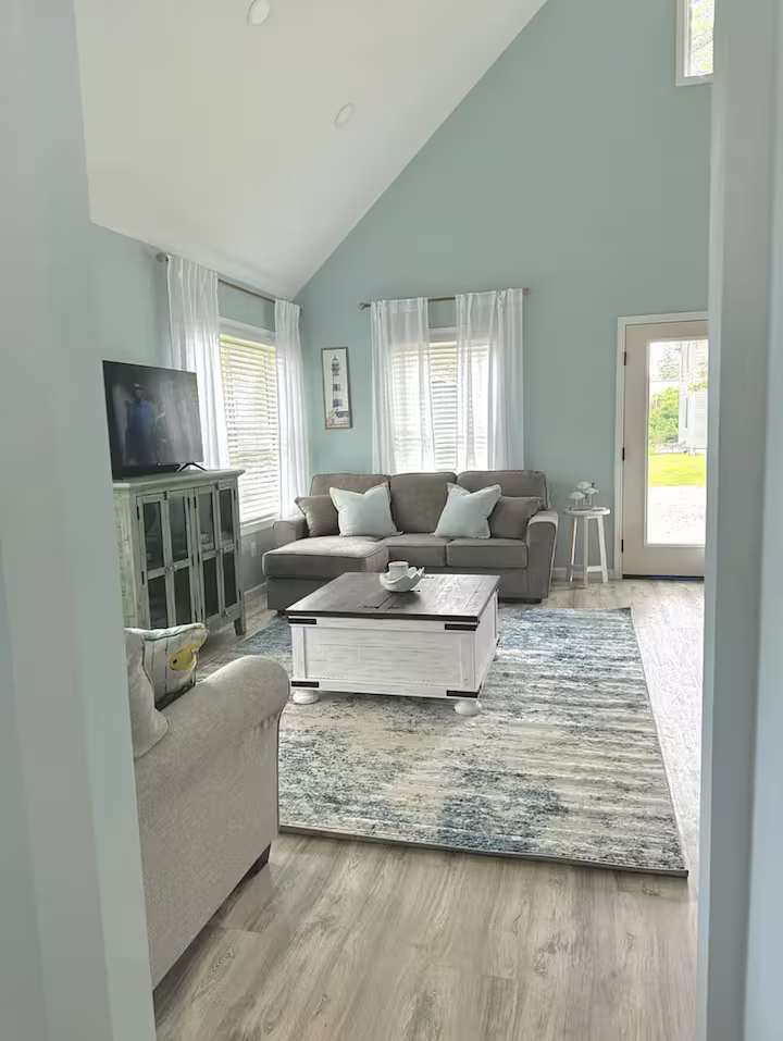 living space with coastal decor 