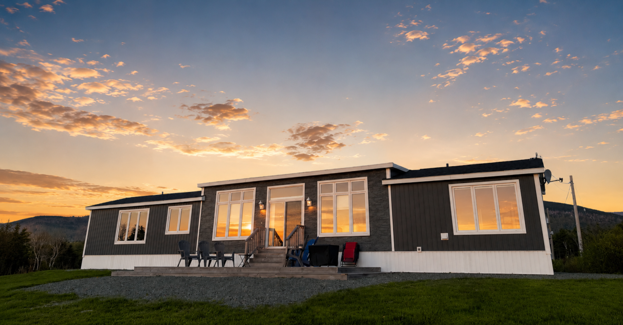 The villa during the sunset