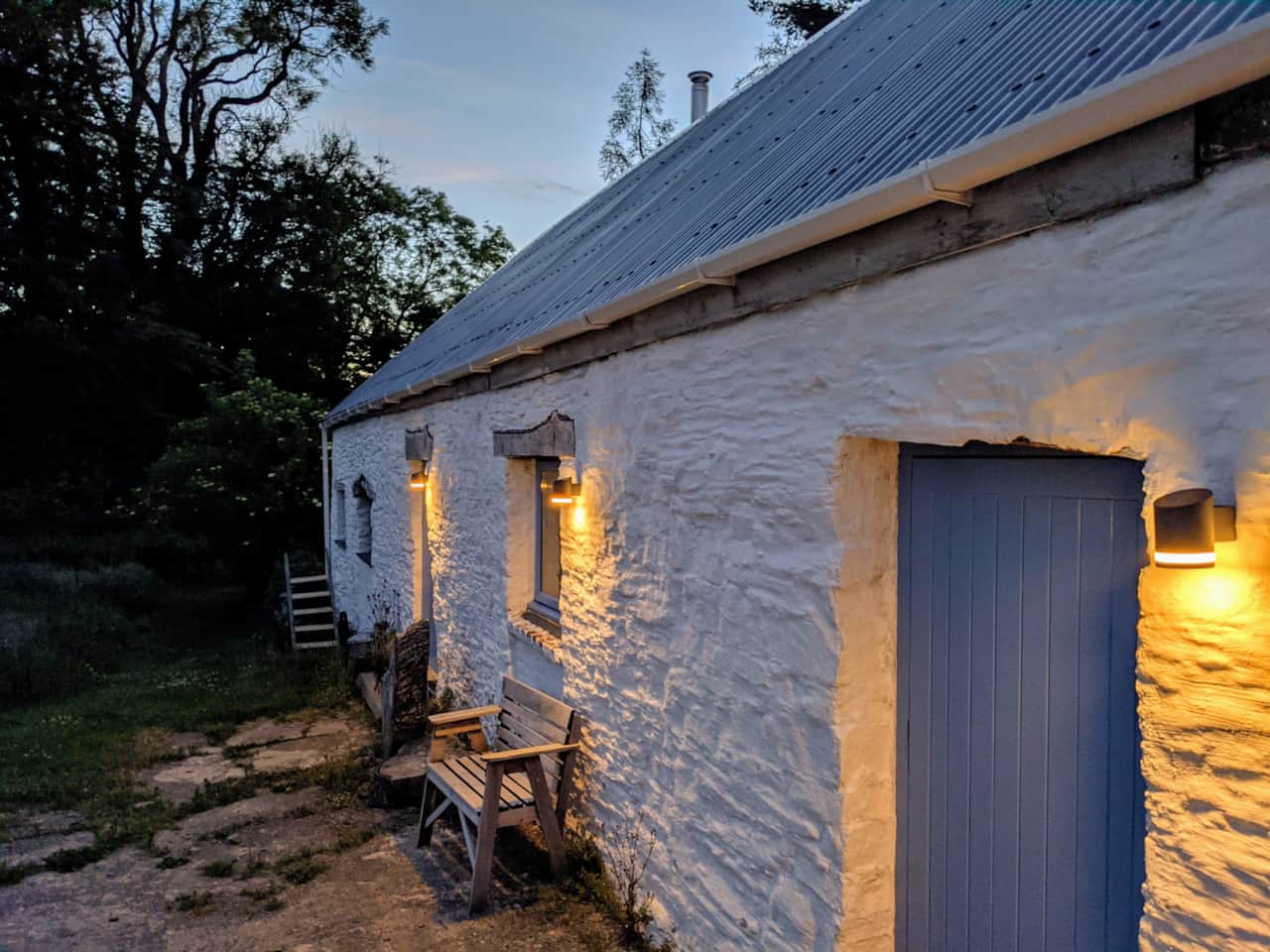 Traditional limewashed stone