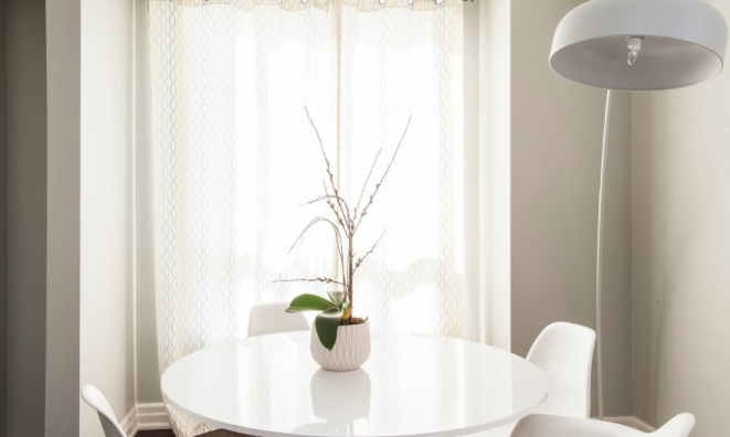 Spacious living area in a North York short-term rental, with modern comforts.
