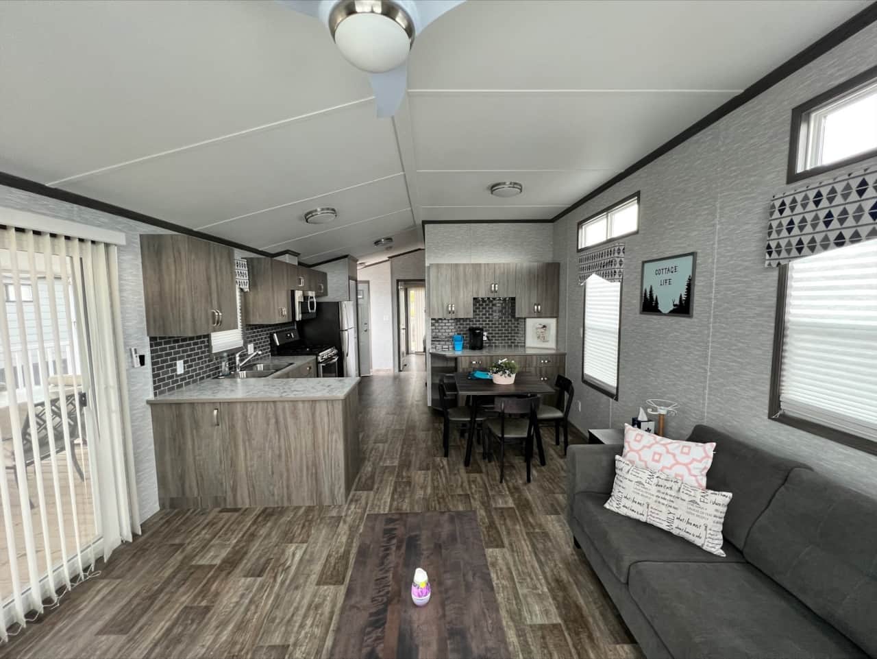 Living, dining and kitchen
