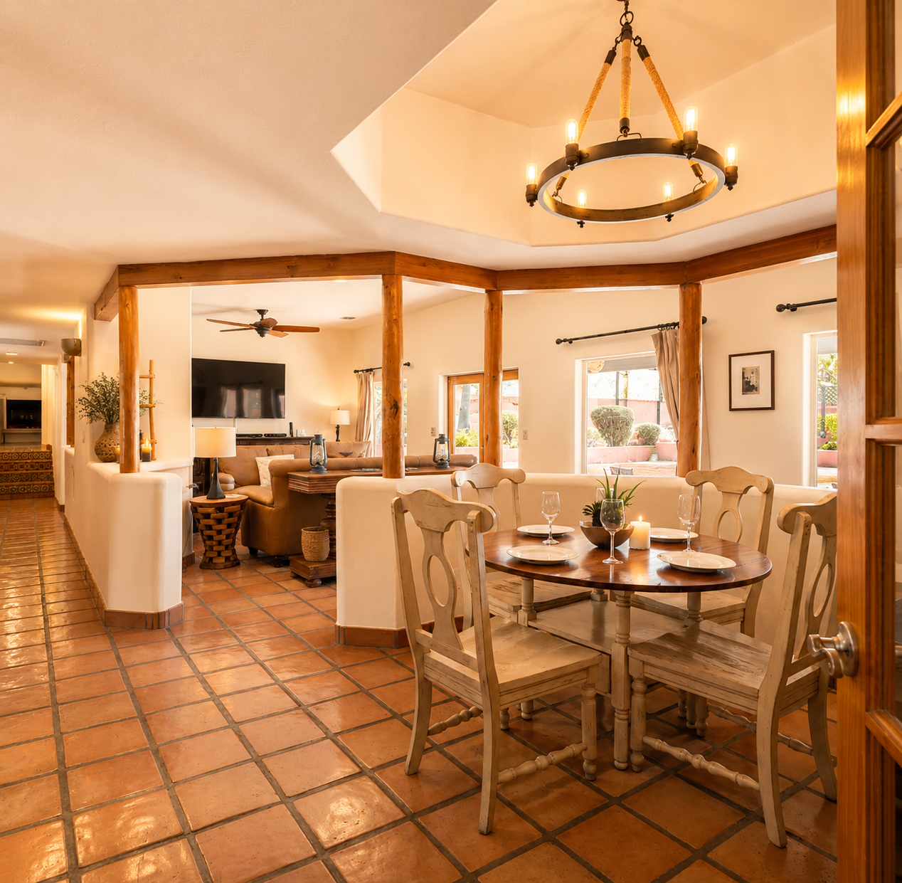 Dining area into the living room