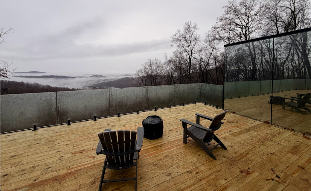 Deck space with smokeless fire pit Deck space with smokeless fire pit