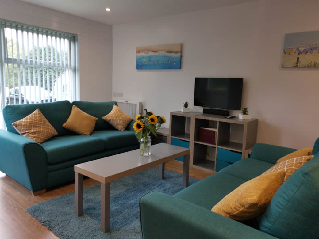 Living Area with Smart TV and DVD Player