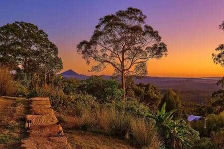 Morning sunrise, looking north from the property towards Noosa hinterland.