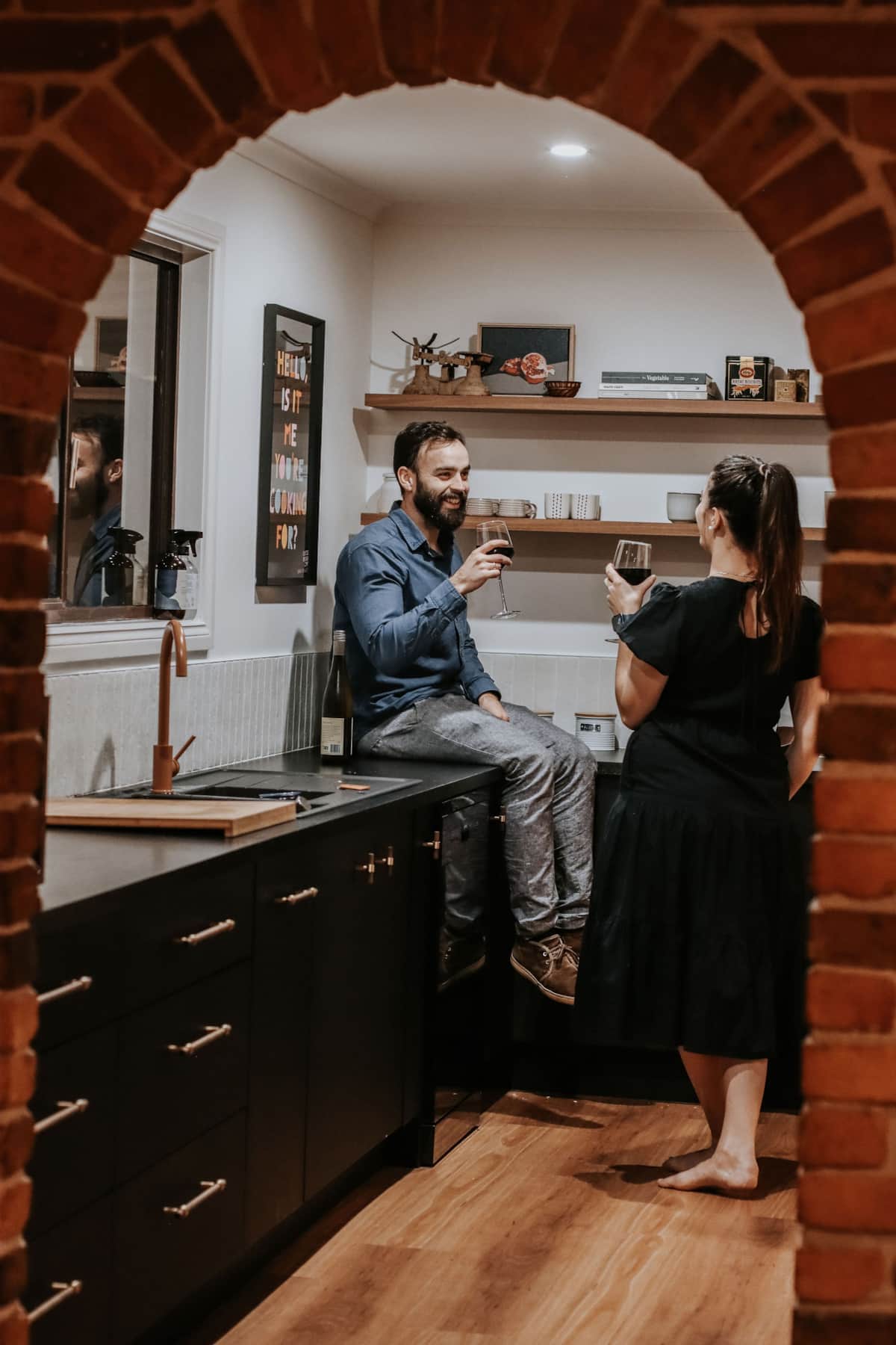 Relaxing in kitchen