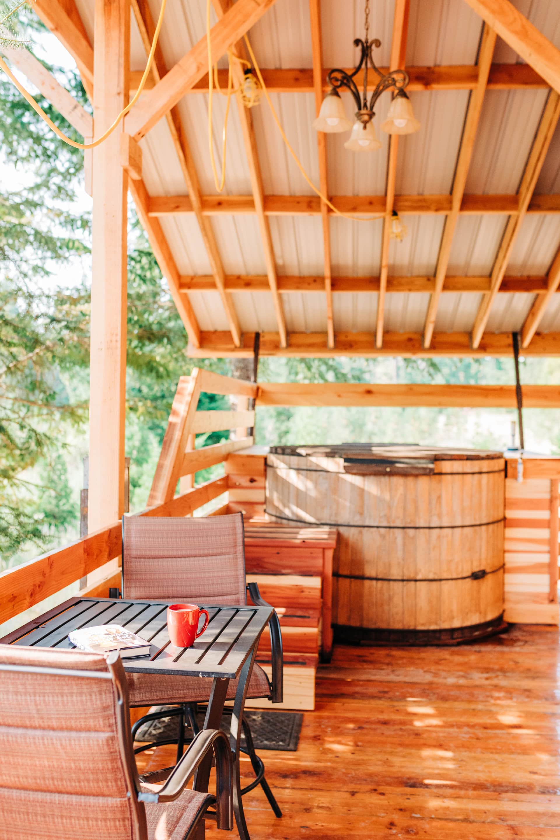 Yurt in a meadow near forest
