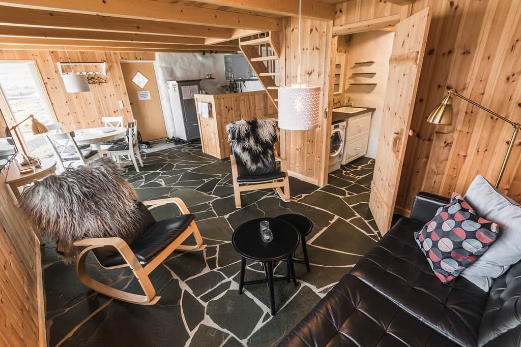 Living area and kitchen
