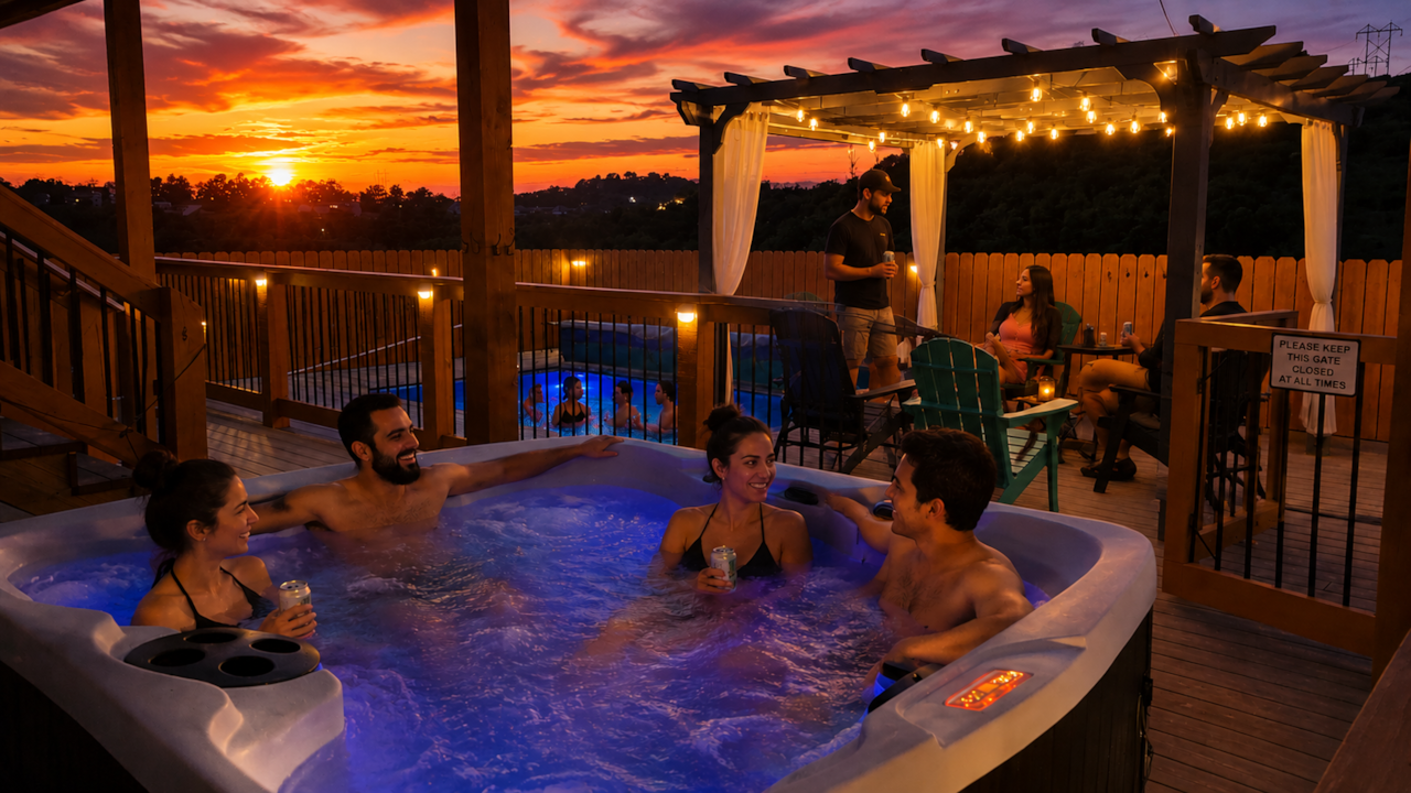 200 Pool Hot Tub Sunset