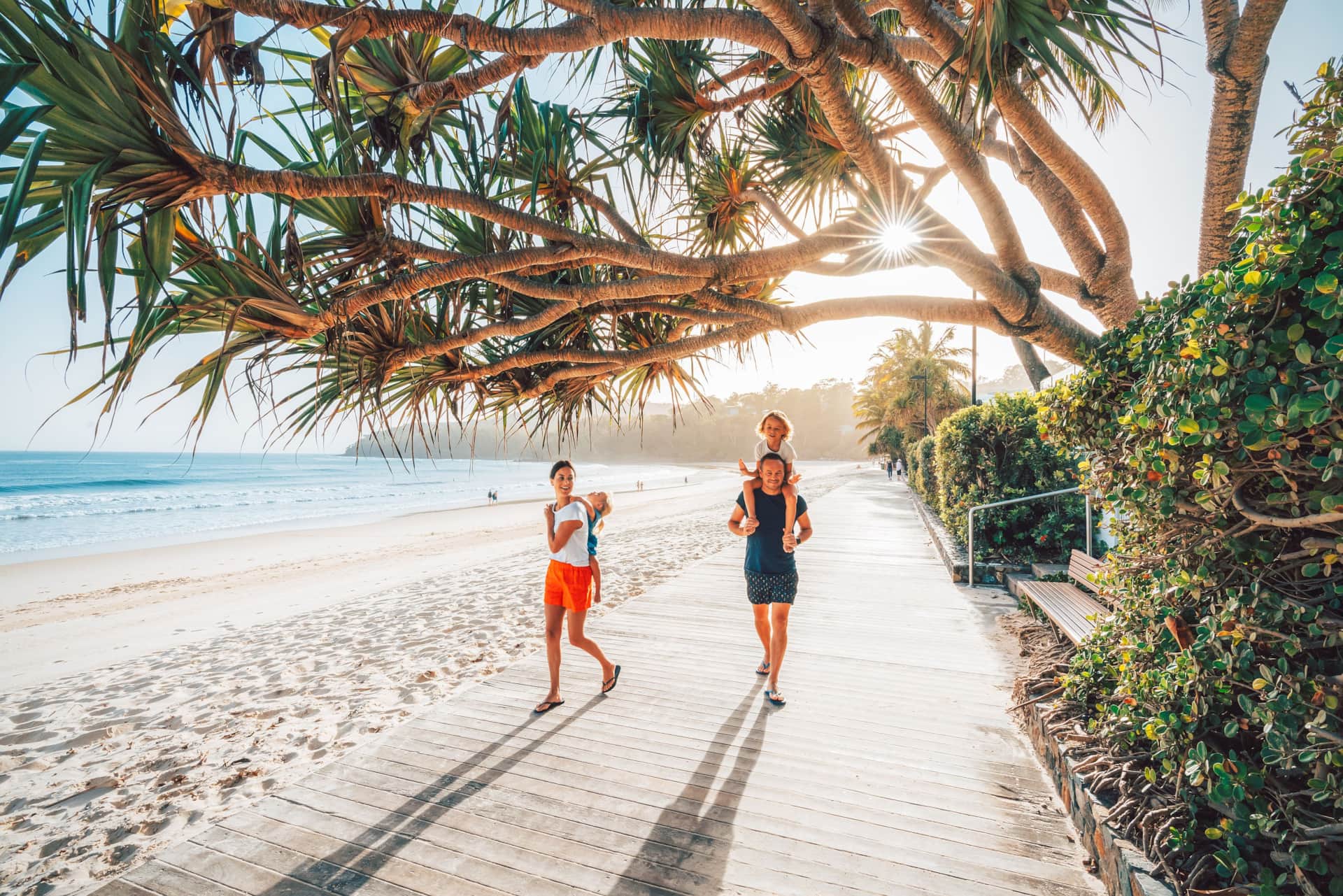 Noosa Main Beach - Family on Boardwalk