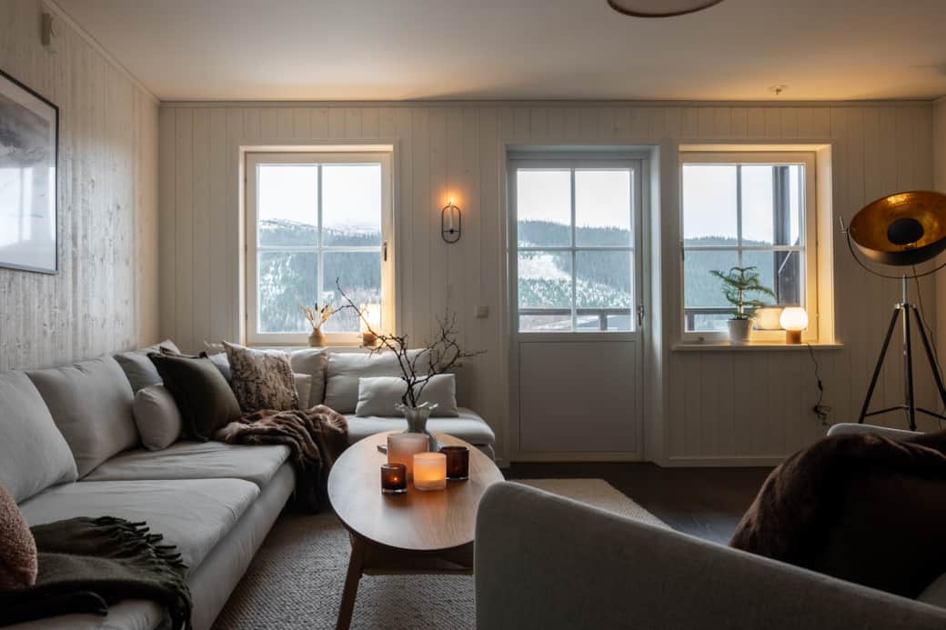 Large sofa and lounge, TV, stereo and a large balcony. 