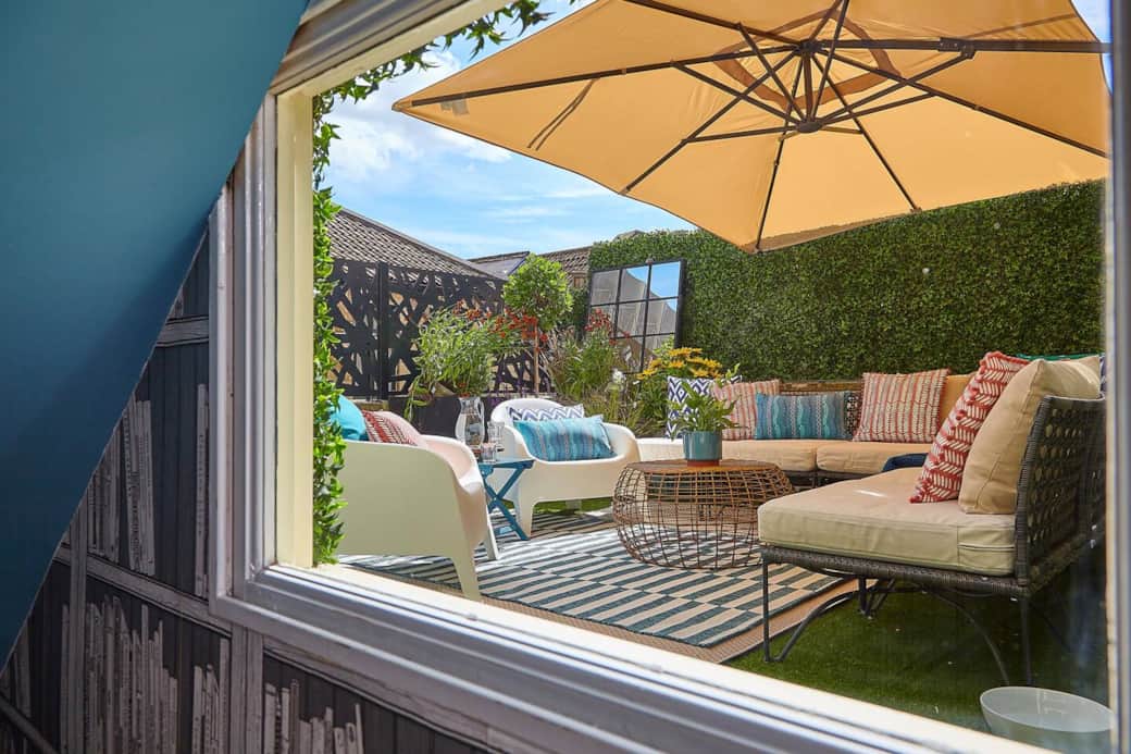 First peek of roof terrace on stairs into property First peek of roof terrace on stairs into property