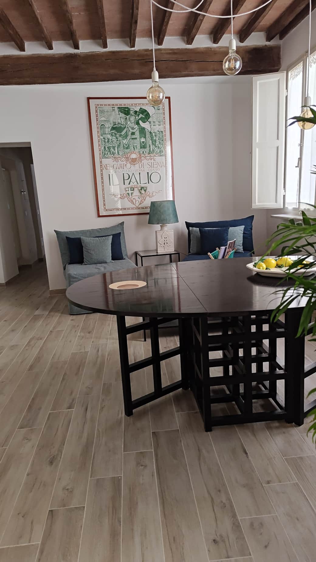 Vintage mid-century table with inlaid art