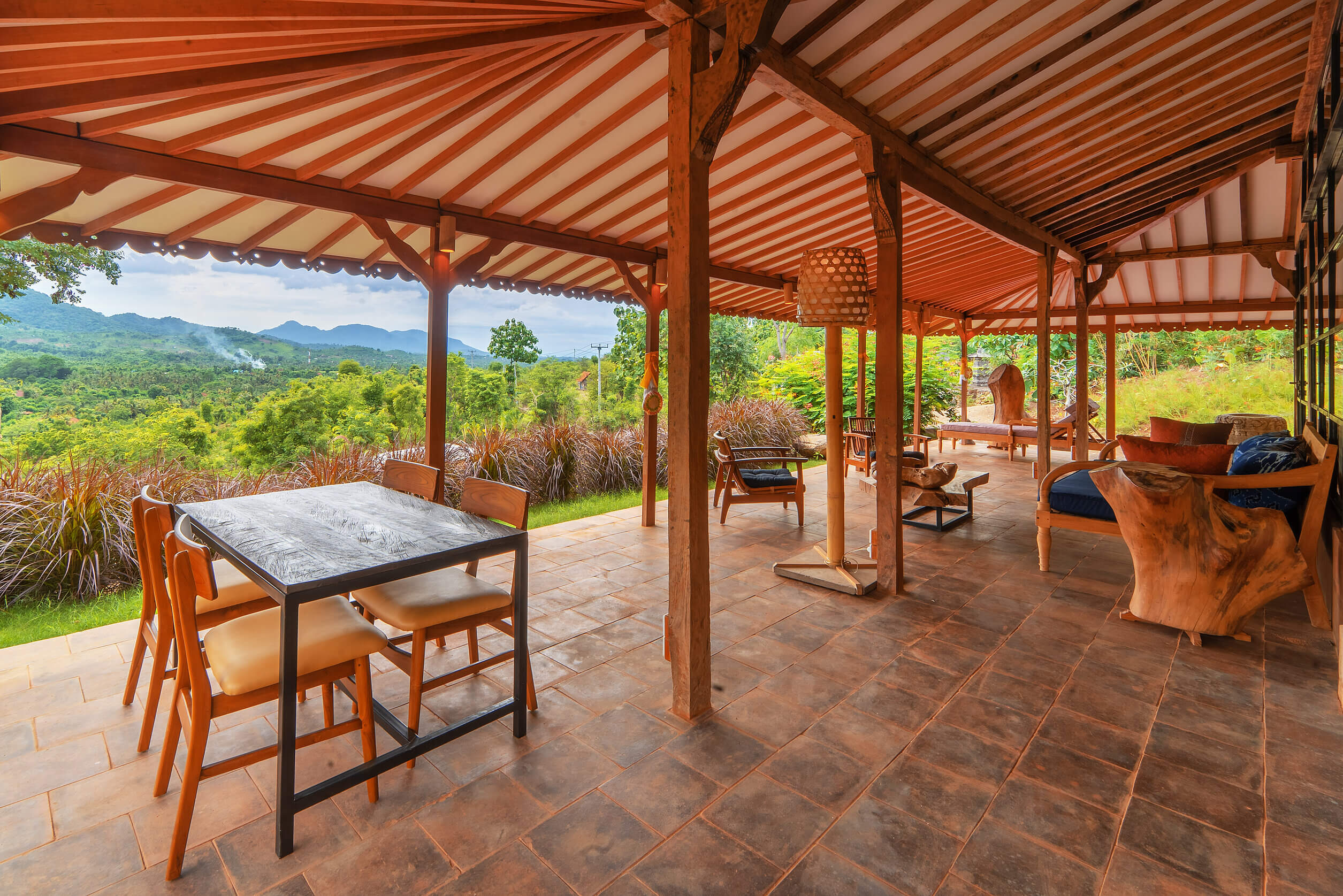 Sandat Joglo traditional Javanese villa with wooden interiors and garden view