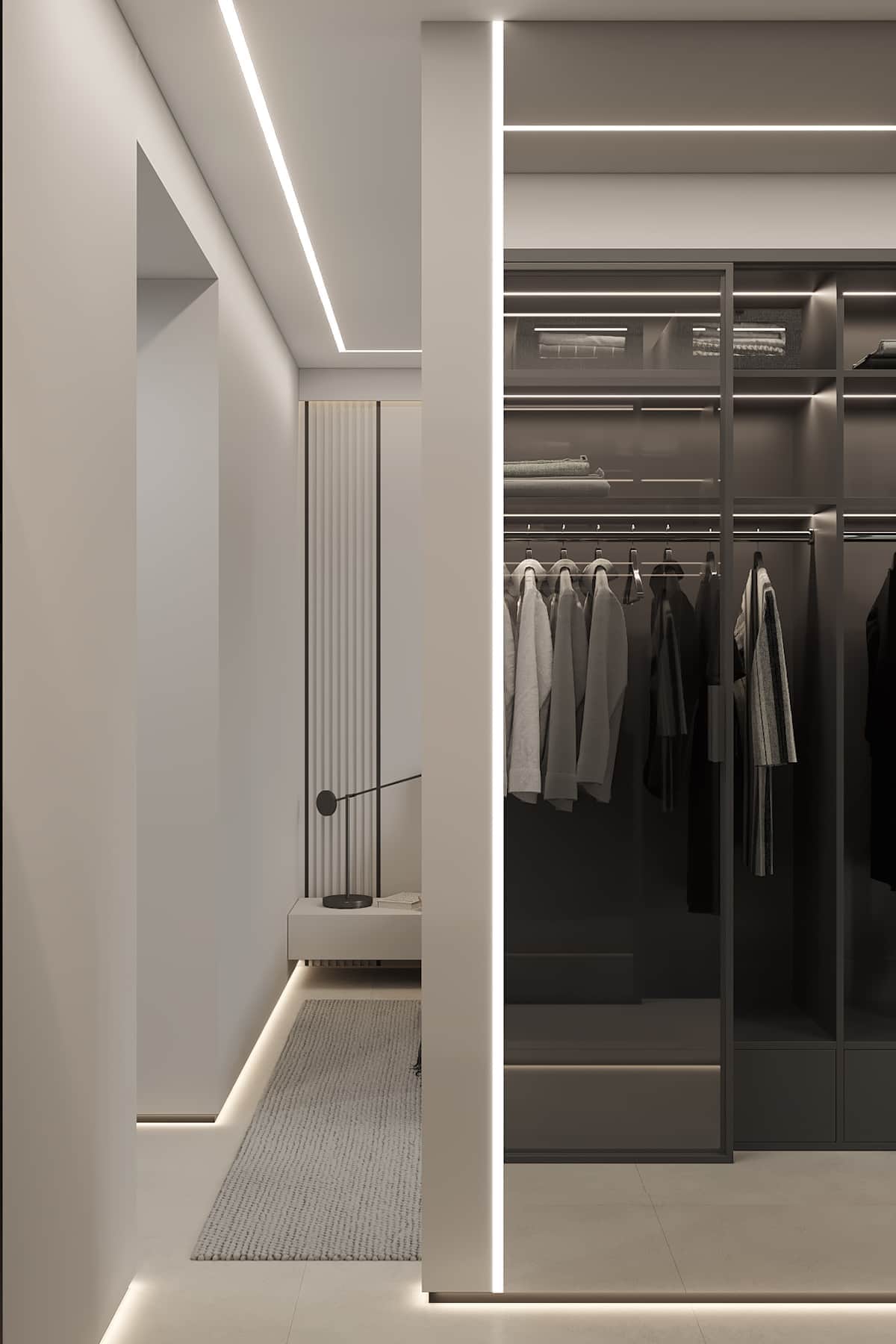 Bedroom with luxurious built-in closet in AZULIS Aramis villa, Golfo Aranci, by RENTAL12