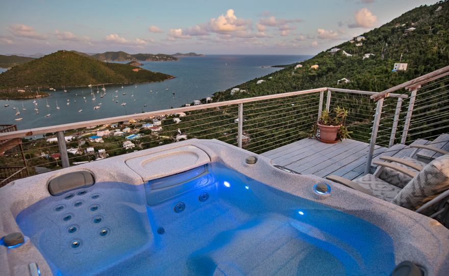 Sunset afterglow view from the hot tub deck