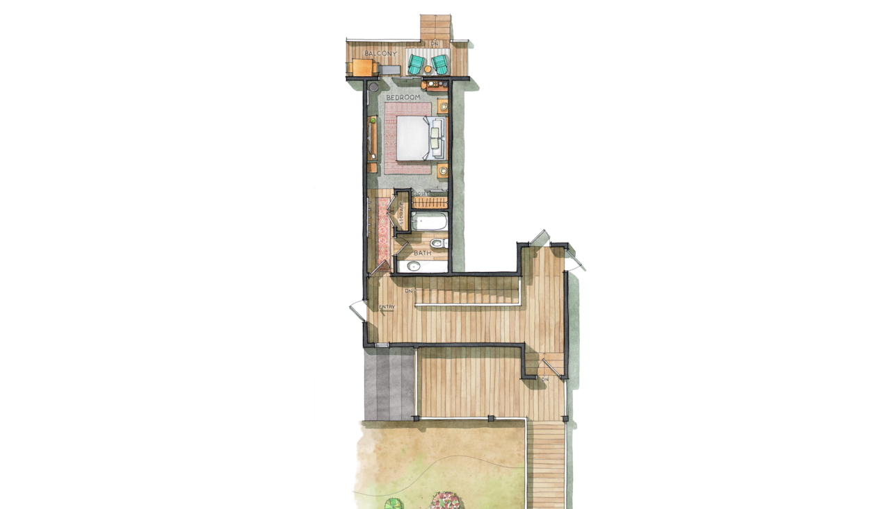 1 bedroom / 1 bathroom on the mountain with a huge view off the back porch.
