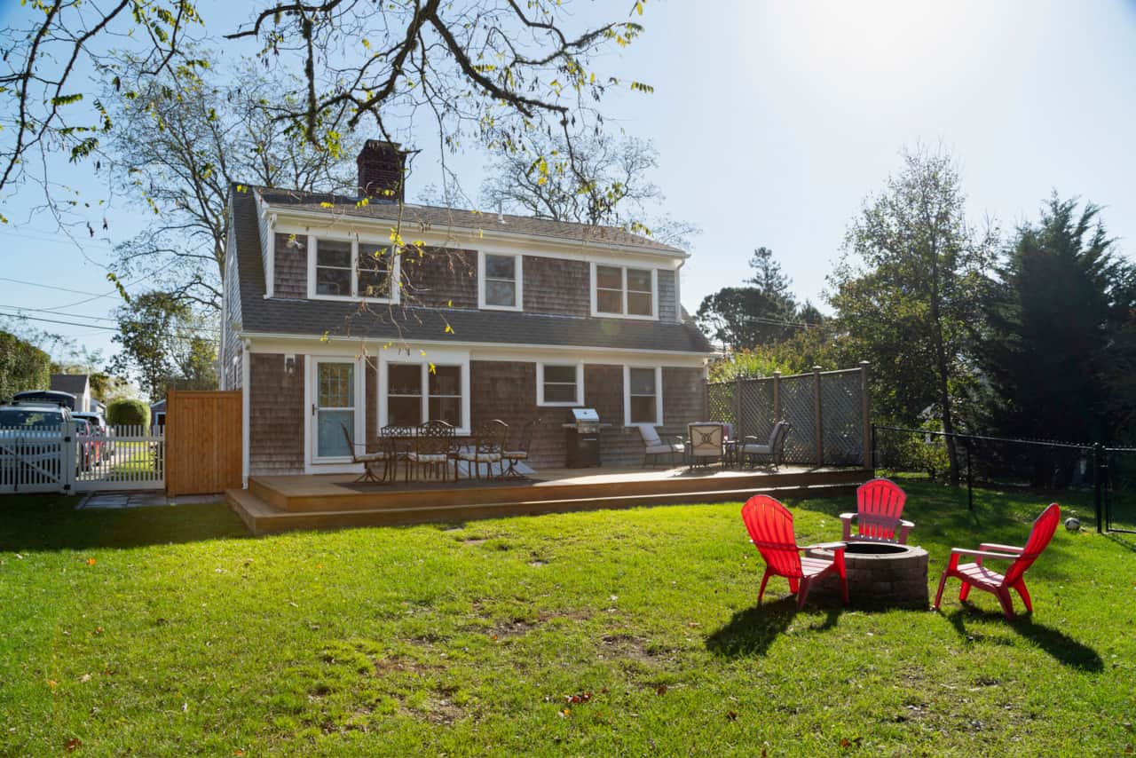 Backyard features include a fire pit, BBQ and outdoor shower for your enjoyment
