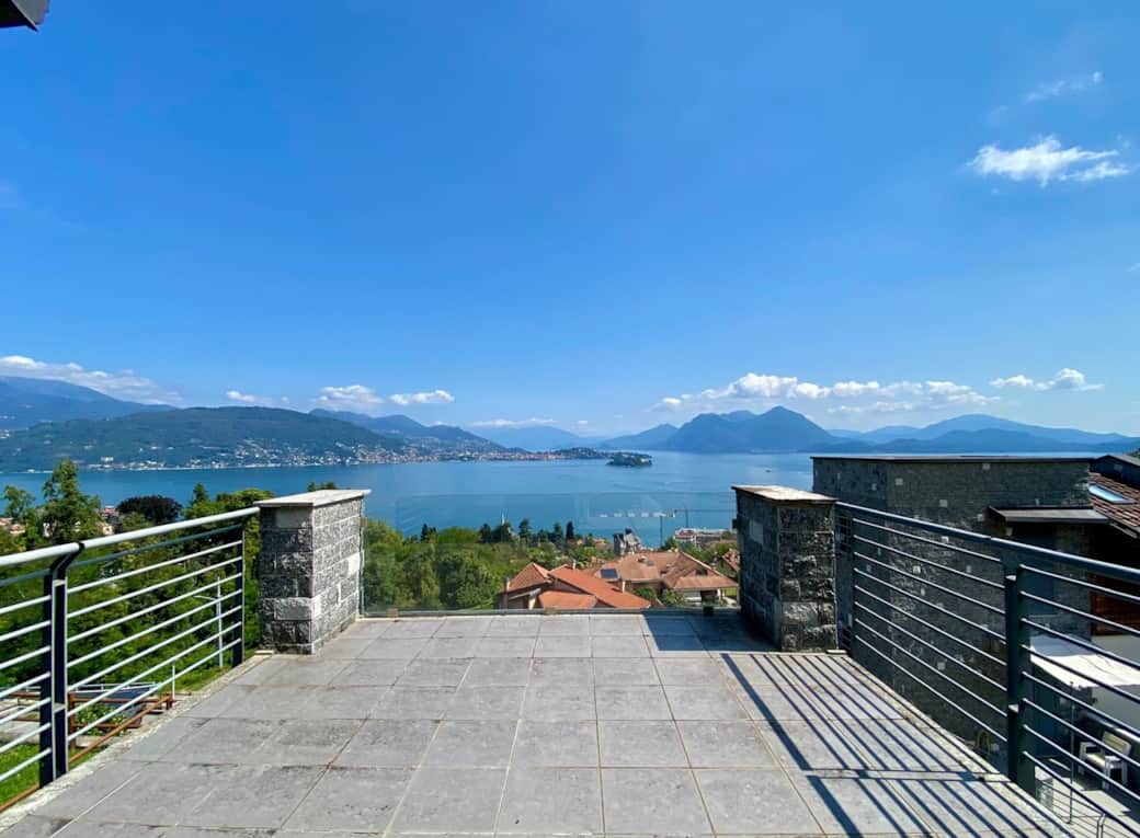 Large terrace with an amazing view of the Lago Maggiore and the famous Isole Borromee. Large terrace with an amazing view of the Lago Maggiore and the famous Isole Borromee.