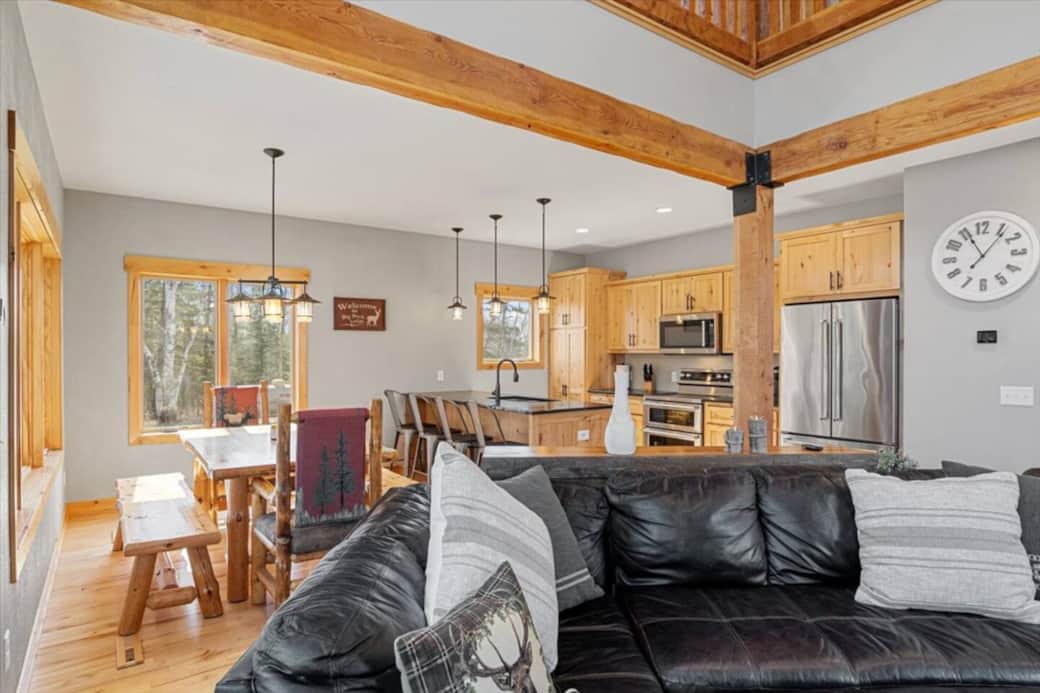 Beautiful Mix of Knotty alder millwork, Maple flrs, Pine tongue groove ceilings.