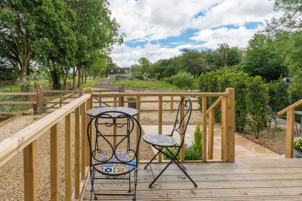 Morning coffee or evening drinks in your own peaceful countryside retreat