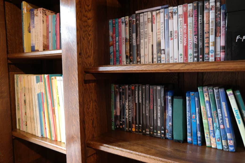 Various DVD films, cartoons and books for your entertainment