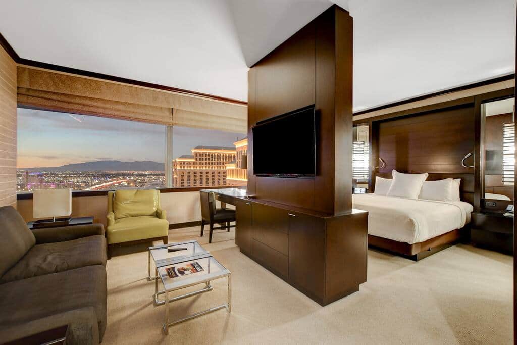 Panoramic Bellagio and Strip Views from Wraparound Suite Windows